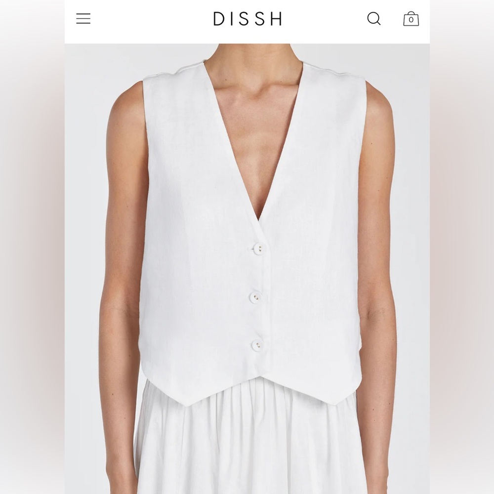 Dissh Banks White Linen Vest